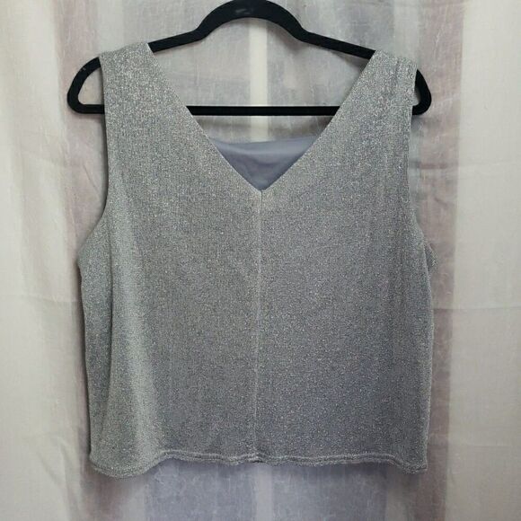 VTG Jeffrey & Dara Evening Wear Silver Sparkle Tank Top Elegant Holiday Size 16 - Picture 3 of 8